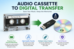 Audio cassette to digital transfer to CD, USB, or digital files in Roanoke VA