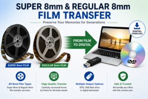 Super 8mm and Regular 8mm film transfer to digital, DVD, or USB in Roanoke VA